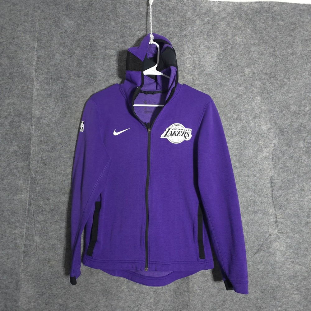 Nike NBA Lakers Hoodie Kids Large Purple Zip Dri-FIT Basketball Warmup Jacket